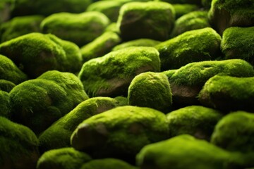 Wall Mural - Lush green moss-covered rocks in a forest