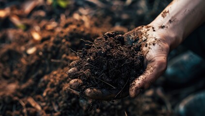 Canvas Print - Hands holding rich, fertile soil