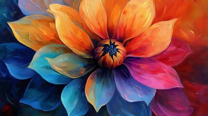 Wall Mural - Abstract Vibrant Flower Painting