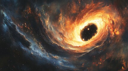 Wall Mural - Vivid Space Vortex with Black Hole and Cosmic Colors