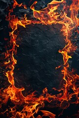 Wall Mural - Fiery frame on dark background