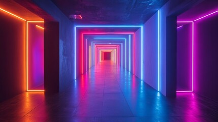 Sticker - Neon Light Tunnel Corridor