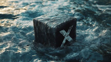 Poster - Letter X Frozen in Ice Block