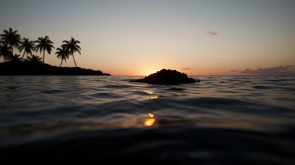 Sticker - serene tropical sunset over the ocean