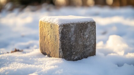 Poster - Frosty Stone Block in Snow