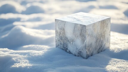 Poster - Ice Cube in Snow Landscape