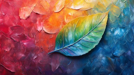 Wall Mural - Colorful Abstract Leaf Painting