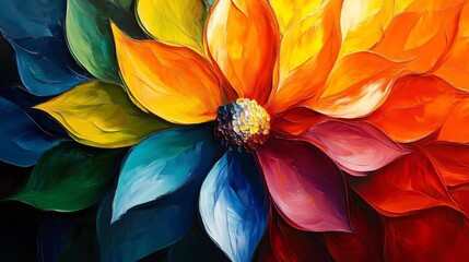 Wall Mural - Colorful Abstract Dahlia Painting