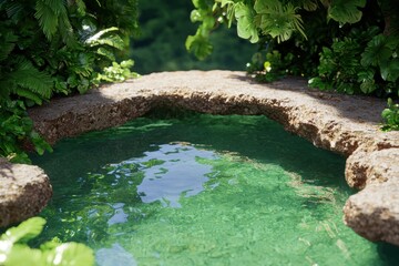 Sticker - serene tropical garden pool