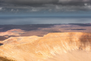 Wall Mural - Dramatic landscape of the crater of Caldera Blanca volcano,  Lanzarote, Canary Islands, Spain