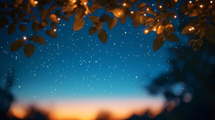 Poster - Magical Evening Lights Among Leaves