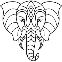 Elephant Face Mandala Coloring Page for adult and kids