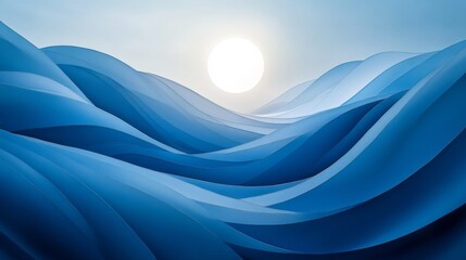 Canvas Print - Abstract Blue Waves Under the Sun