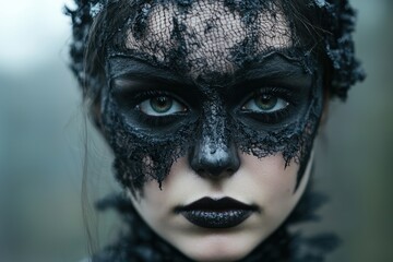 Sticker - Mysterious woman with dark lace mask