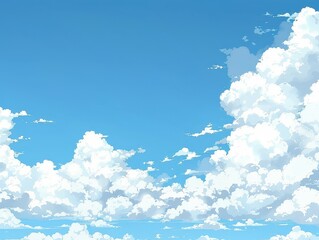 Poster - Celestial Serenity: Clouds Drift in Azure Embrace