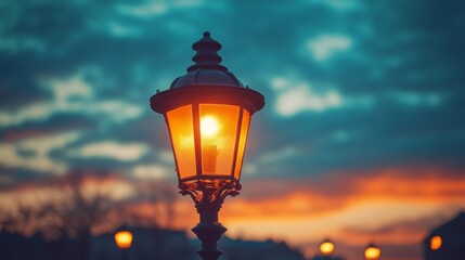 Wall Mural - Vintage Street Lamp at Sunset