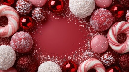 Wall Mural - festive red and white christmas ornaments and candy canes