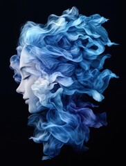 Canvas Print - Ethereal blue smoke portrait