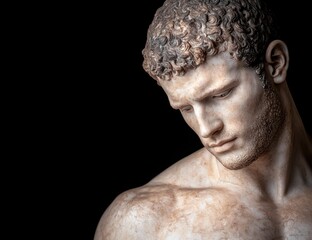 Poster - Detailed sculpture of a pensive male figure