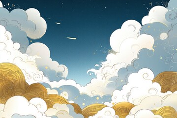 Wall Mural - Golden Clouds in the Sky