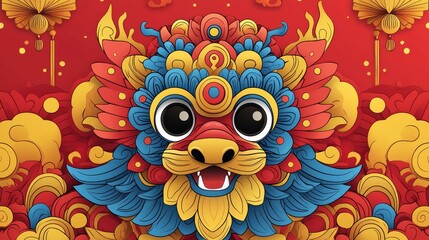 Poster - Chinese New Year Lion Dance Illustration