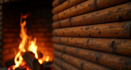 firewood in the fireplace