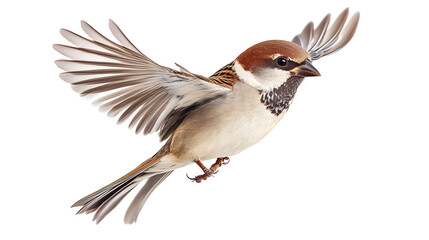 house sparrow bird collection, portrait, flying and standing, isolated on transparent background, cu