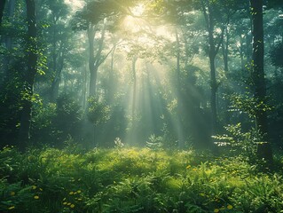 Wall Mural - Sunlight Through the Mist