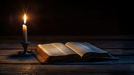 Candlelight Illuminating The Bible