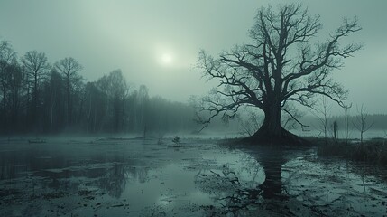 Wall Mural - Mysterious Foggy Landscape