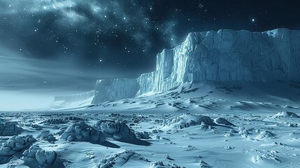 Poster - Frozen Landscape Under a Starry Sky