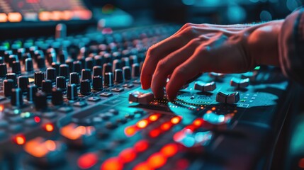 Wall Mural - A detailed view of a hand holding a mixing device in a kitchen setting