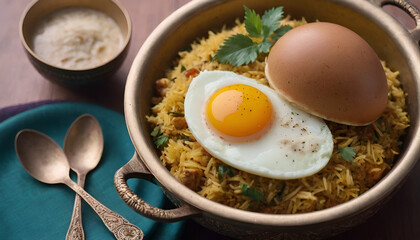 Sticker - egg biryani in a pot