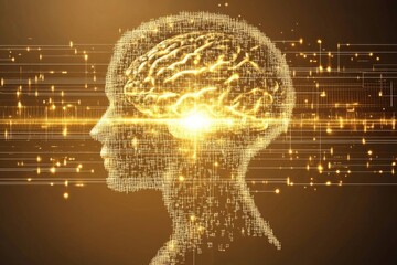 golden brain glowing with energy representing the brilliance of human cognition and the powerful pot
