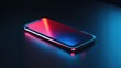 © pinporn manosri - A high-tech smartphone with glowing edges, floating against a dark background