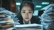 © VectorCookies - Sad Korean business woman with paperwork