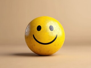 A cheerful yellow ball with a smiley face, bringing joy and positivity to any design or project.