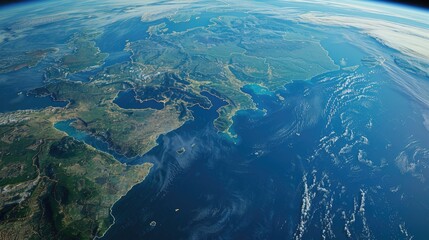 Wall Mural - view on europe from a height of satellites.