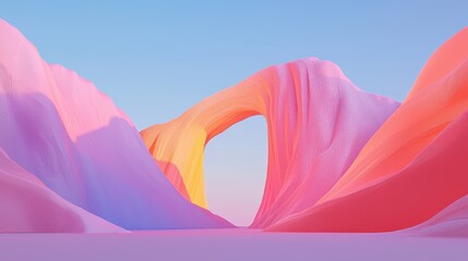 Wall Mural - Abstract Pink   Yellow Mountain Landscape with Arch