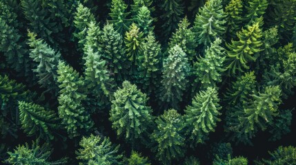 Canvas Print - Aerial View of a Lush Evergreen Forest