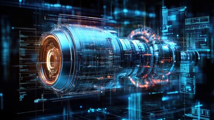 Wall Mural - futuristic technology concept with holographic interface and glowing lines