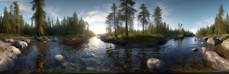 Wall Mural - 360 degree natural landscapes, forests, beaches, or waterfalls. HDRI spherical panorama.