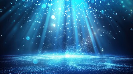 Abstract Blue Light Background with Glowing Particles