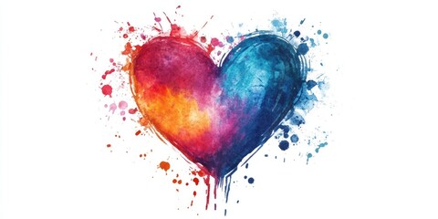 Wall Mural - Watercolor heart design concept for t shirt print