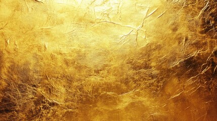 Gold wall texture background. Yellow shiny gold foil paint on wall sheet with gloss light reflection, vibrant golden paper luxury wallpaper, ai