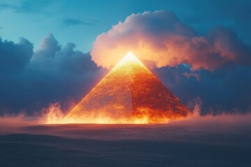 Wall Mural - a pyramid with a fire on top of it