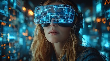 AI cyber security concept. Female IT Computer specialist analyzing artificial intelligence digital threats to consumer data & privacy breach. Software developer coding & ethical hacking in dark office