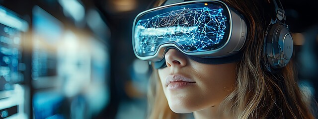 AI cyber security concept. Female IT Computer specialist analyzing artificial intelligence digital threats to consumer data & privacy breach. Software developer coding & ethical hacking in dark office