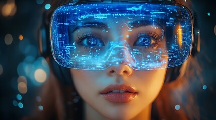 AI cyber security concept. Female IT Computer specialist analyzing artificial intelligence digital threats to consumer data & privacy breach. Software developer coding & ethical hacking in dark office