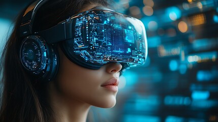 AI cyber security concept. Female IT Computer specialist analyzing artificial intelligence digital threats to consumer data & privacy breach. Software developer coding & ethical hacking in dark office